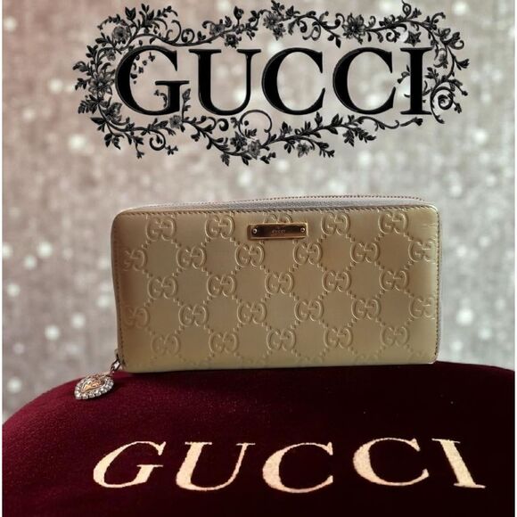 Gucci Rehab Repainted Guccissima Metal Bar Zip Around Wallet - Picture 1 of 9
